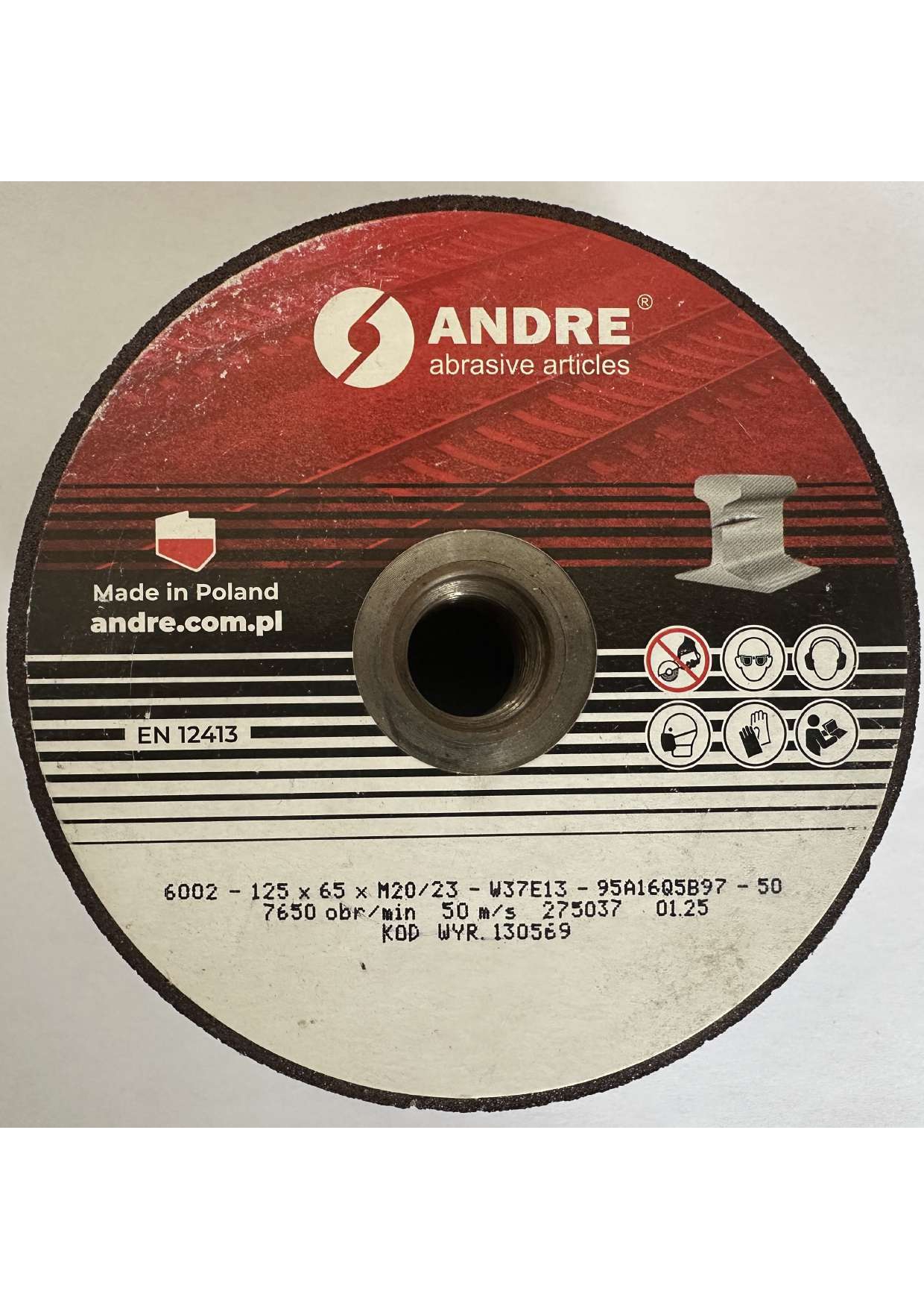 Круг шліфувальний абразивний 6002 - 125 X 65 X M20/23 - W37E13 - 95A16Q5B97 – 50 ANDRE ABRASIVE